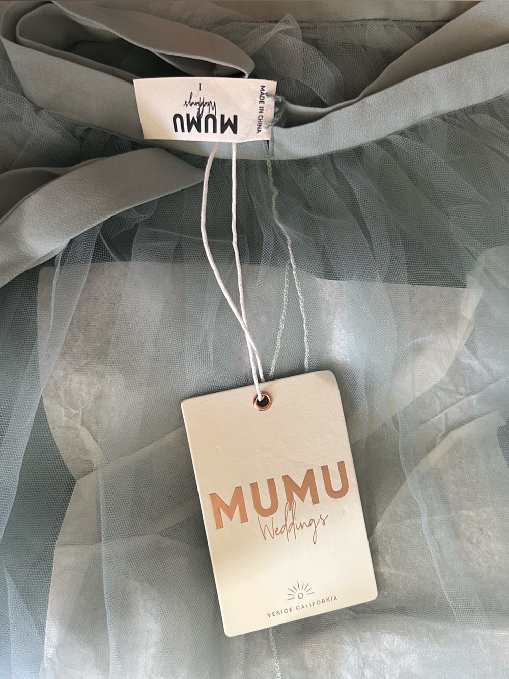NWT Show Me Your Mumu Olivia Tulle Overskirt Silver Sage Blue Wedding Size 1
